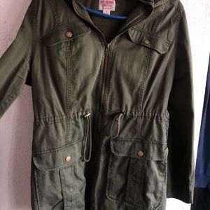 Olive green trench coat
